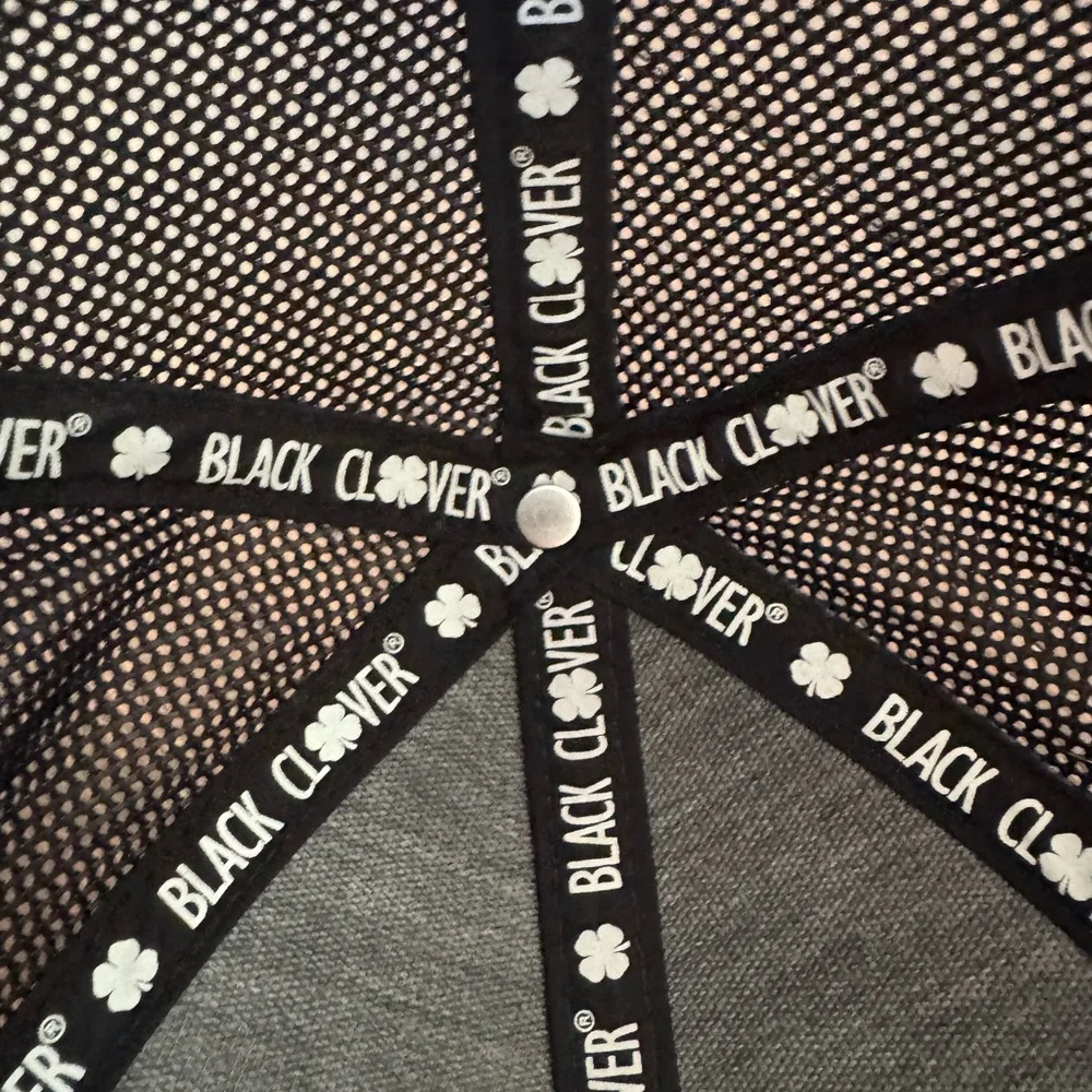 Mens Black Clover Gray and Black Trucker Hat - Picture 8 of 12